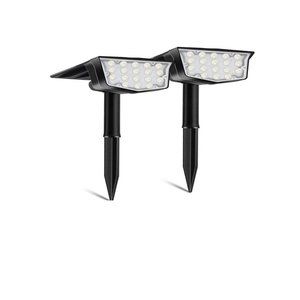 Solar Spotlight Two Pack Outdoor Waterproof IP65 Security Garden Pathway Lights